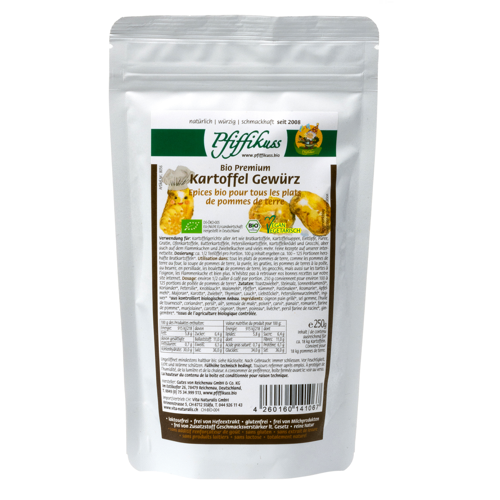 Bio Kartoffel Gewürz 250 g Nachfüllbeutel